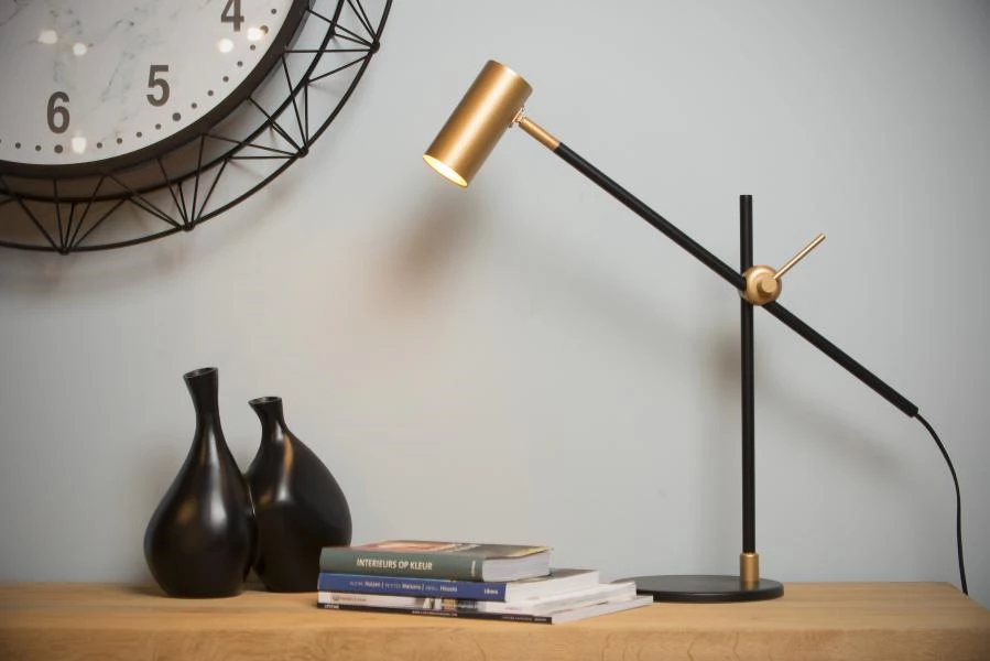 Lucide PHILINE - Bureaulamp - 1xGU10 - Zwart - sfeer 1